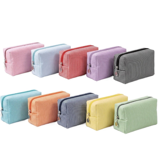 10 Pcs Striped Women Cosmetic Bags, Portable Large Travel Toiletry Organizer Pouches For Daily & Bridal Party Gifts